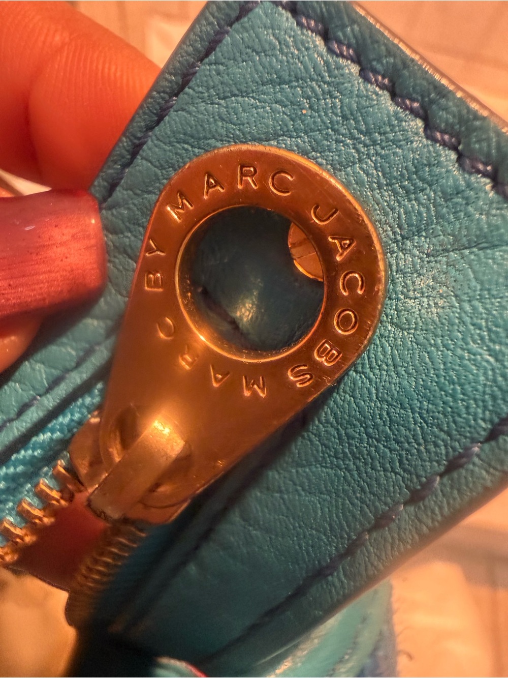 Marc by Marc Jacobs Hayley Straw/Leather Teal Blue Tote with Front Flap Pocket - Picture 16 of 17